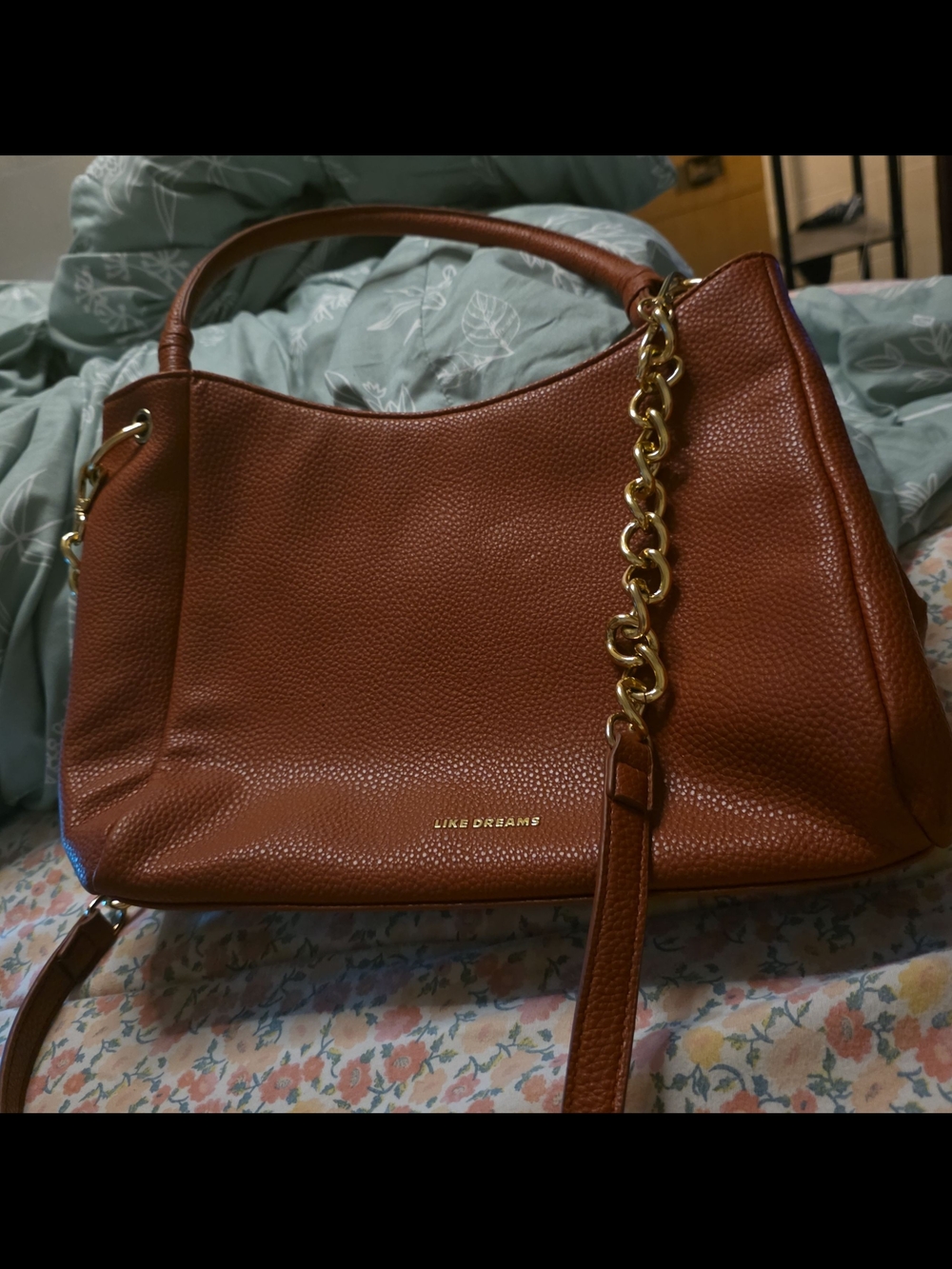 Like Dreams Brown Shoulder Bag with Bow Detail and Structured Shape